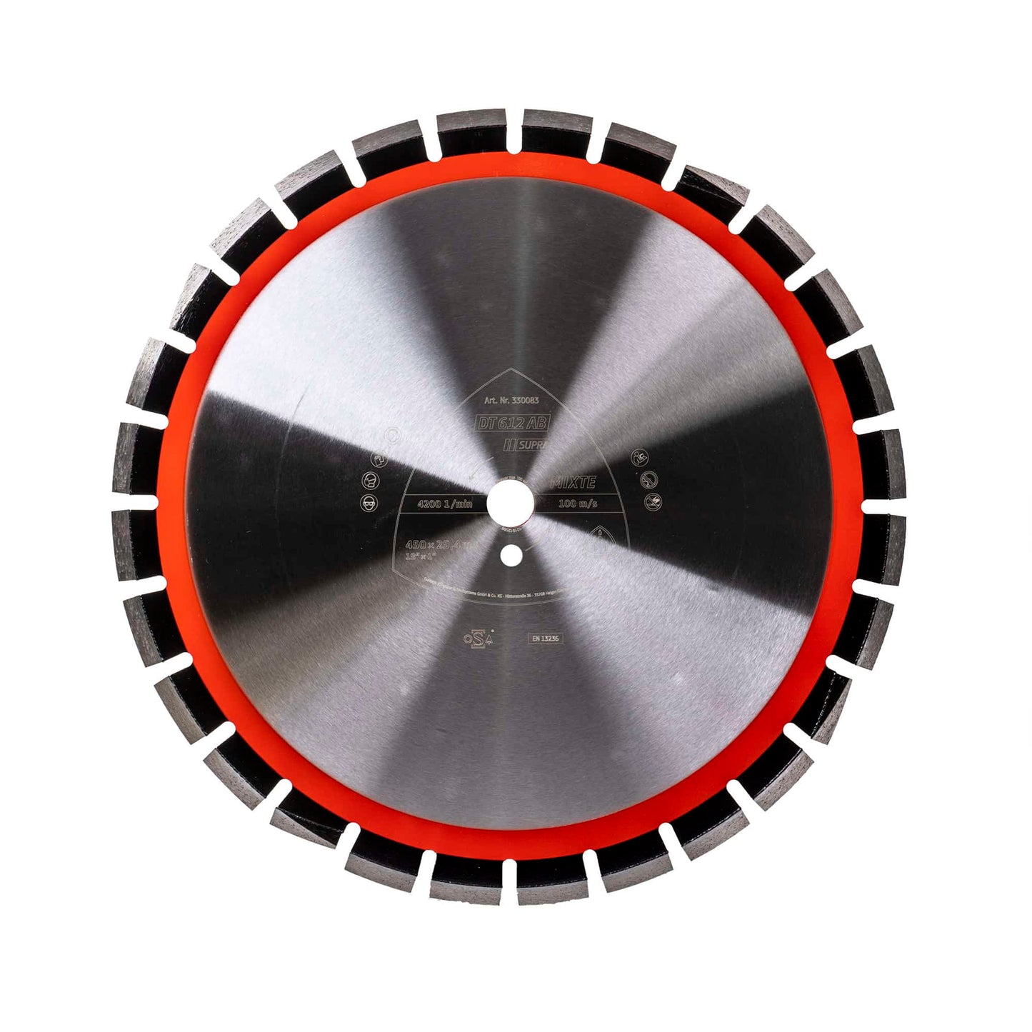 Disc diamantat de debitare 450x25.4mm, 28 segmenti pentru asfalt si beton