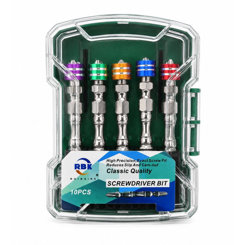 Set 10 biti de insurubat cu opritor magnetic colorat, profesionali PH2 HEX 1/4"