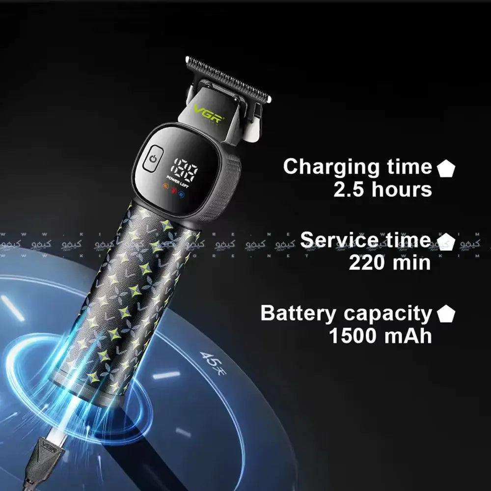 Trimmer VGR V-185 AFA, cu afișaj digital și funcție Turbo – imagine 4