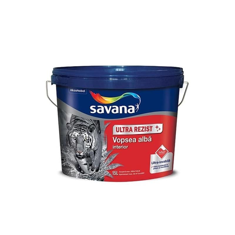 Vopsea ultralavabila interior, super alb intens, ultrarezistenta, SAVANA