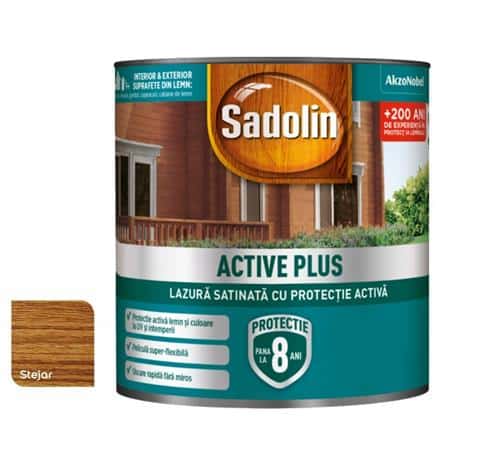 Lazura satinata pe baza de apa 2.5 L, nuanta Stejar, pentru lemn exterior