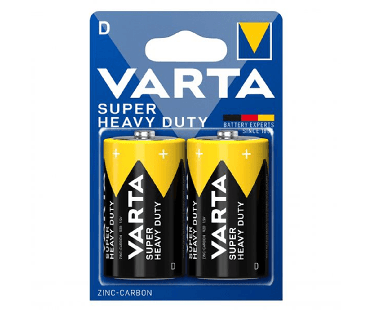 Baterii zinc-carbon R20 (D), set 2 bucati, pentru dispozitive cu consum moderat