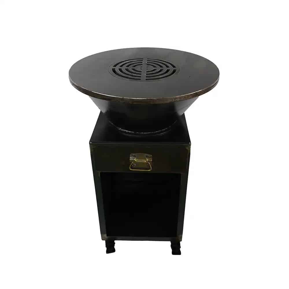 Gratar cu plita rotunda 95x75 cm pentru gatit in aer liber