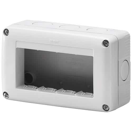 Cutie aparenta 4 posturi IP40 pentru montaj echipamente electrice, alba