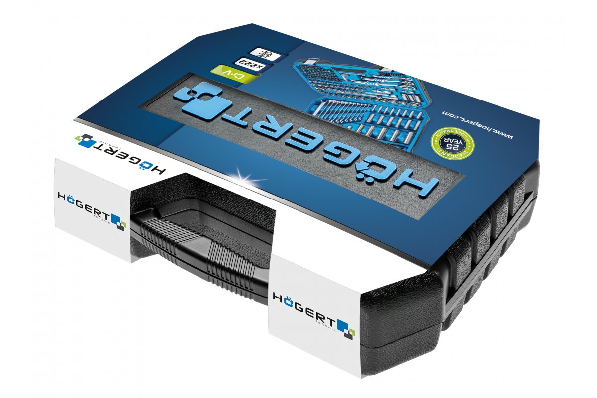Trusa chei tubulare, 222 piese, clichet 1/4", 3/8" si 1/2", otel aliat CrV