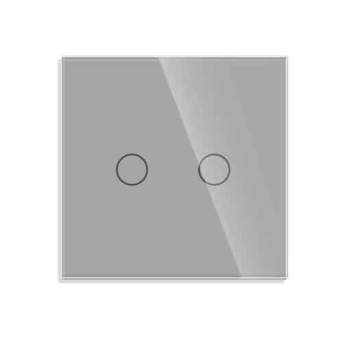 Intrerupator dublu 500W, gri, design modern pentru control iluminat