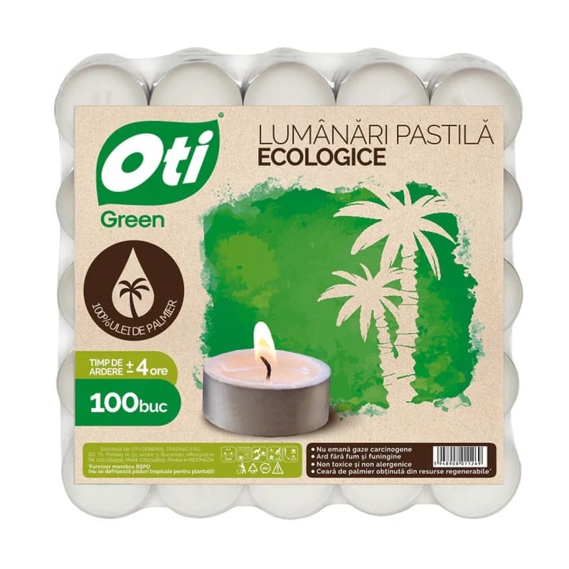 Lumanari ecologice albe, set 100 bucati, ardere uniforma si lumina calda