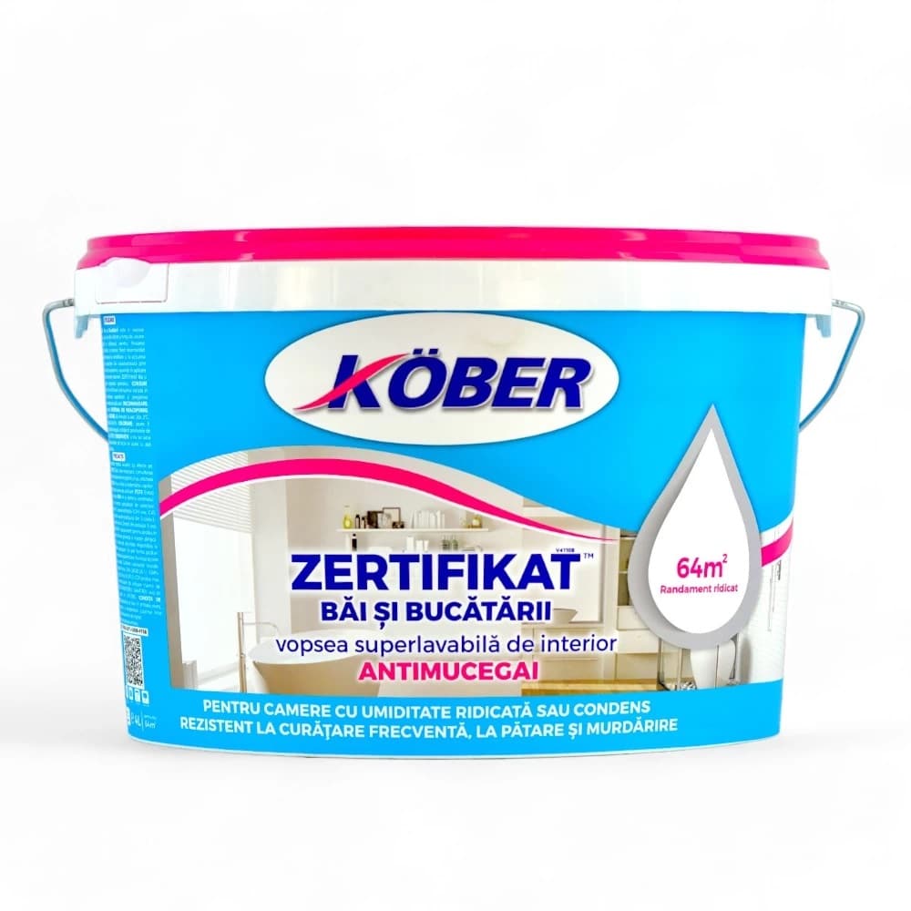 Vopsea lavabila 4L pentru baie si bucatarie, antimucegai, superlavabila