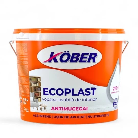 Vopsea lavabila interior ecoplast 15L, rezistenta si antibacteriana