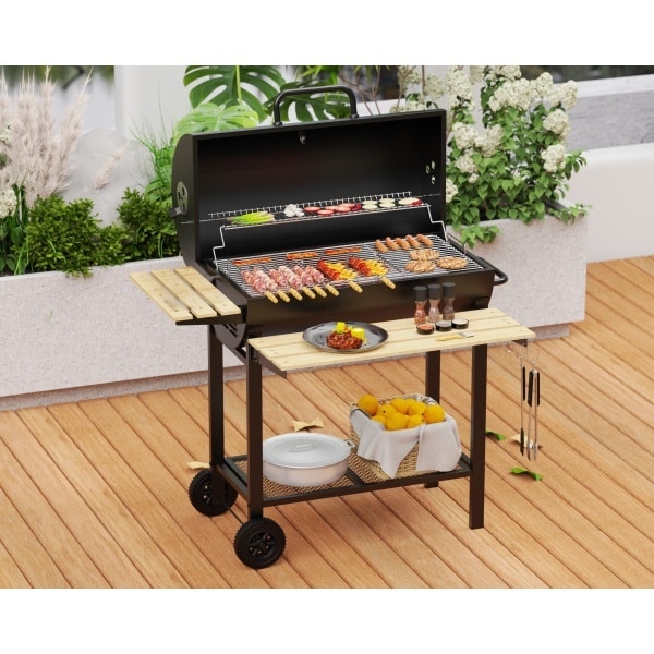 Grătar de grădină pe cărbuni, tip butoi, design premium ZILAN / ZLN3594