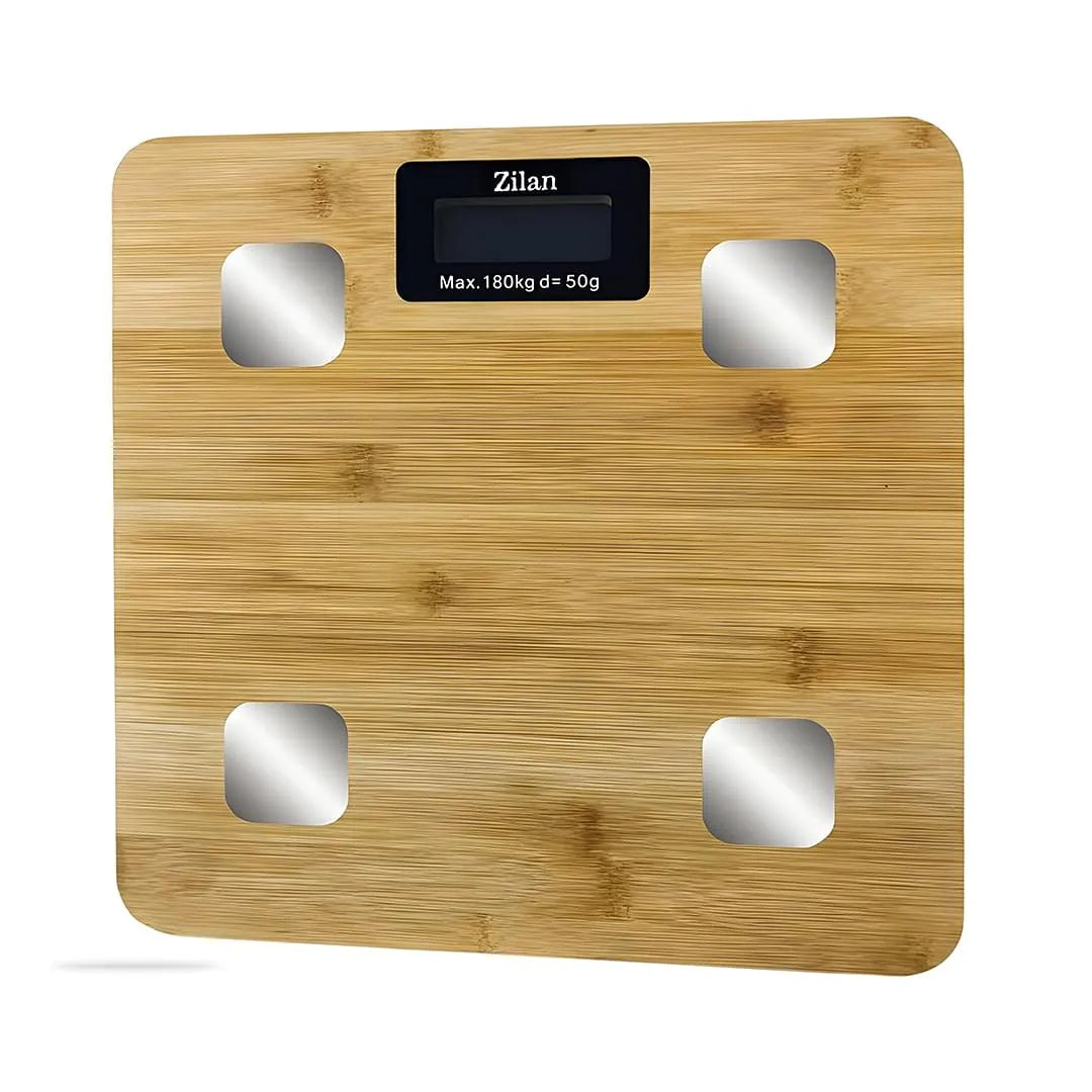 Cantar de baie digital cu Bluetooth, capacitate 180 kg, platforma bambus 28x28 cm