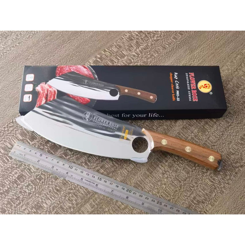Cutit profesional universal din inox, lama 21.5 cm, maner lemn, lungime totala 33 cm