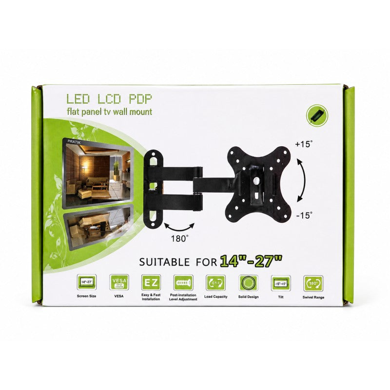 Suport TV LCD reglabil cu brat articulat pentru 14-27 inch, rotire 180° si inclinare ±15°
