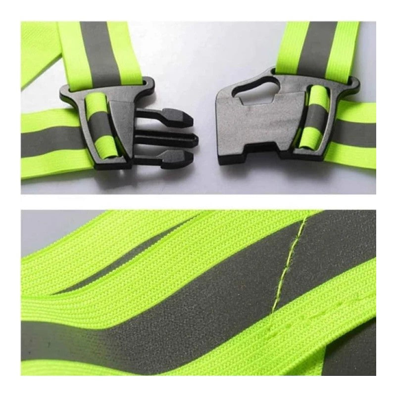 Bretele reflectorizante elastice, ajustabile, verde, pentru vizibilitate sporita