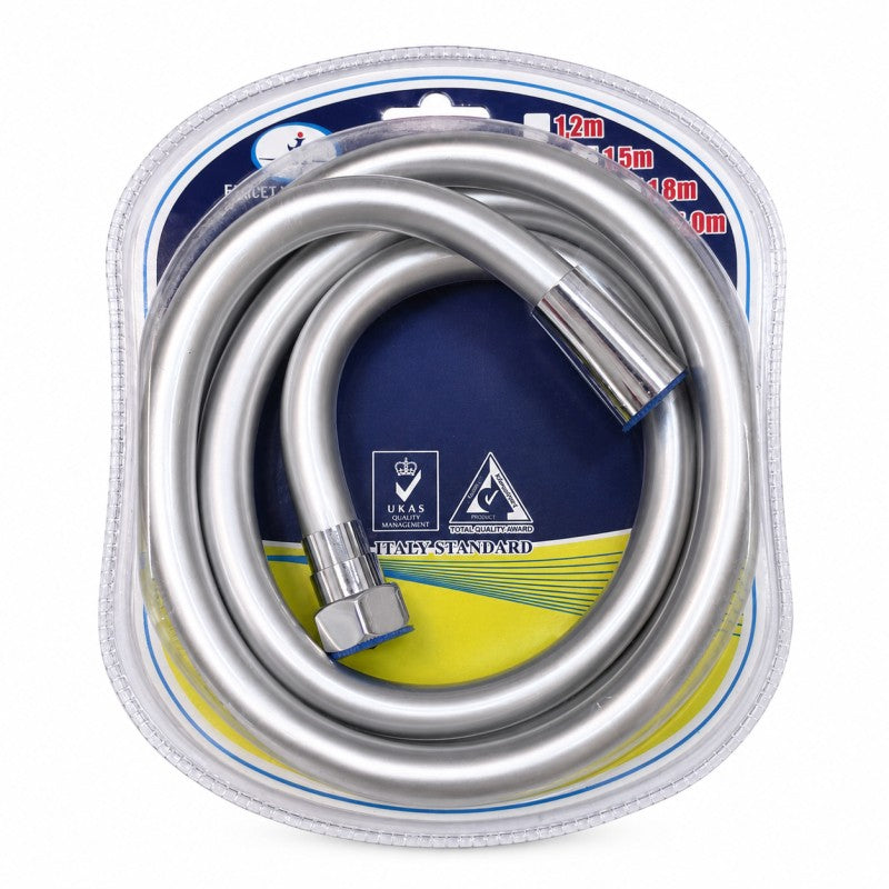 Furtun de dus flexibil, 1.5m, argintiu, racorduri la ambele capete