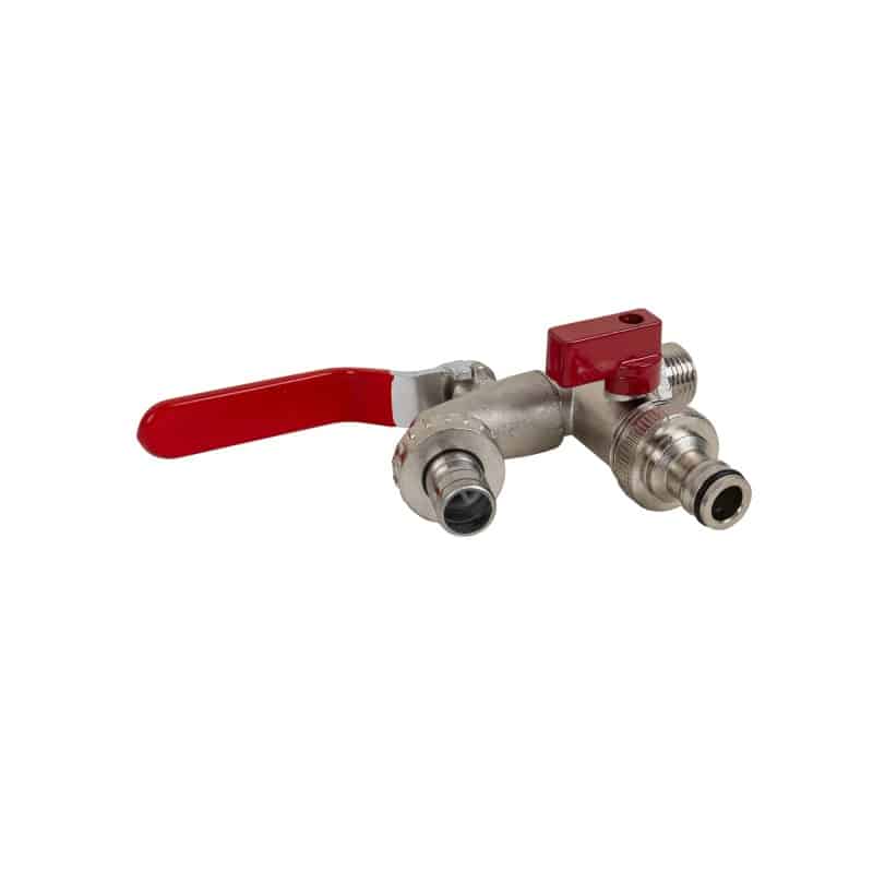 Robinet bronz dublu 1/2 inch cu doua iesiri pentru alimentare simultana