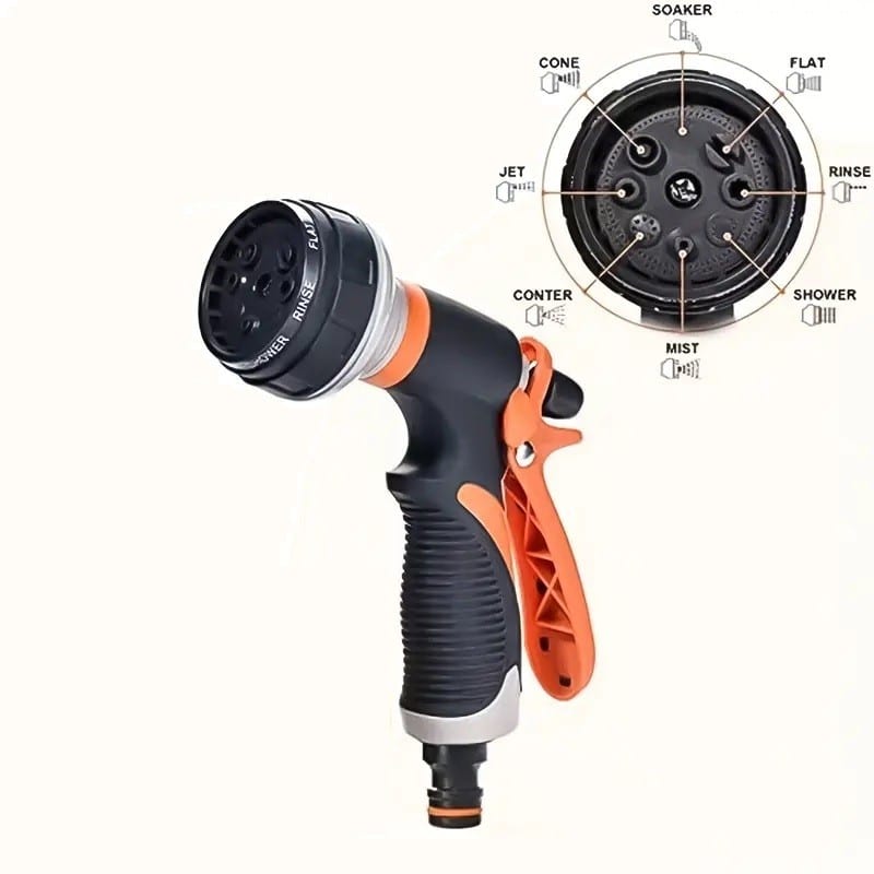 Pistol pentru stropit cu 7 functii, maner ergonomic, compatibil furtun gradina