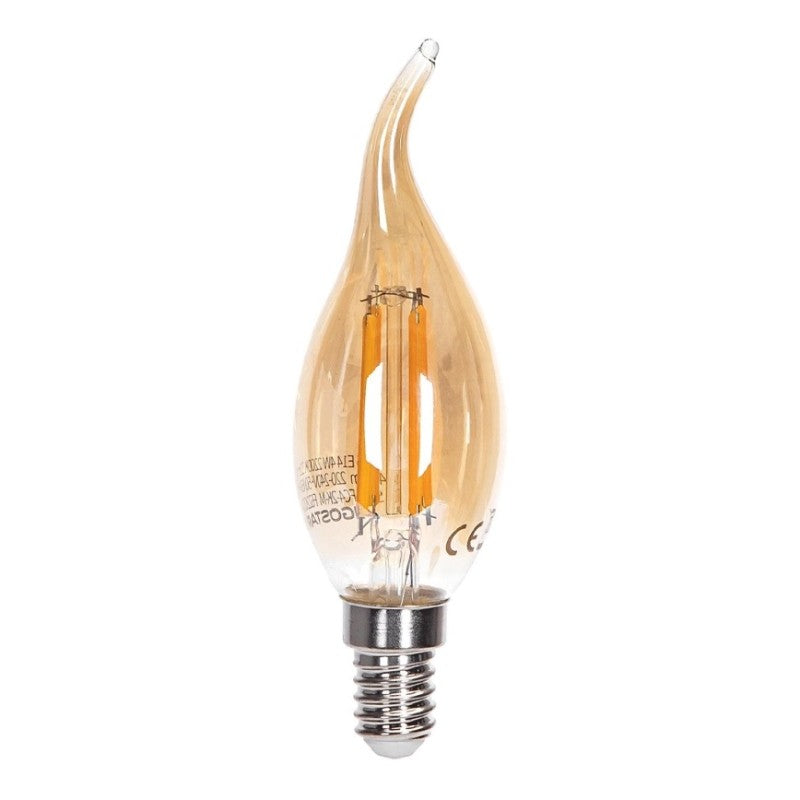 Bec LED tip lumanare E14 6W cu sticla brown, iluminare eleganta si economica