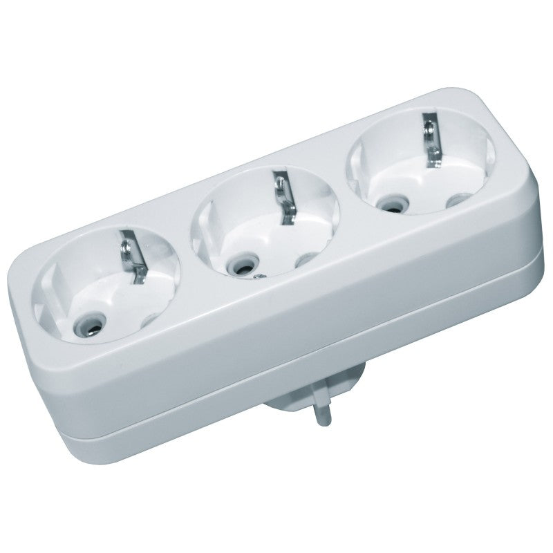 Triplu stecher cu 3 prize, 16A, 250V, compact si rezistent