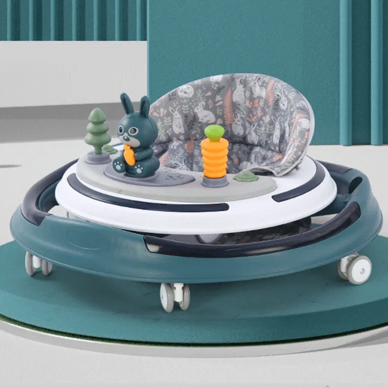 Premergator pliabil cu 6 roti silentioase, sunet si lumini, pentru copii 6 luni+ verde