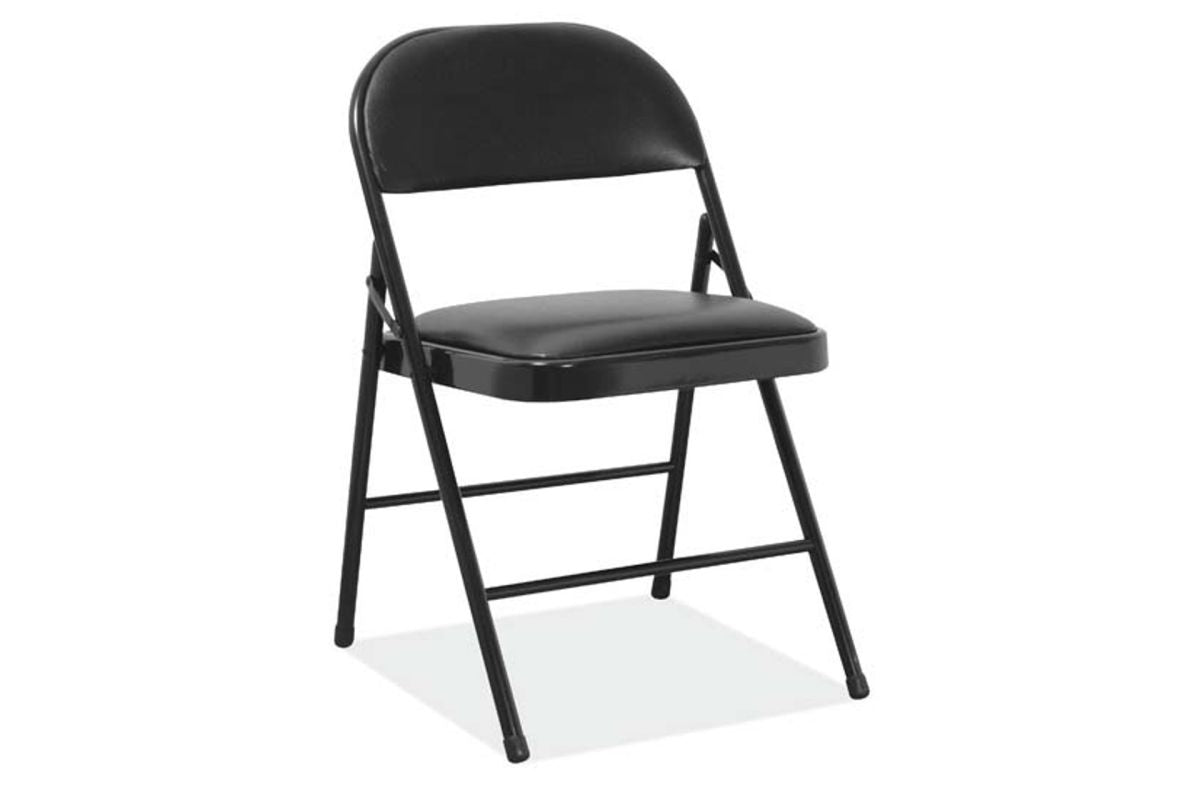 Scaun pliant cu sezut vinil negru, inaltime 78 cm, compact si rezistent