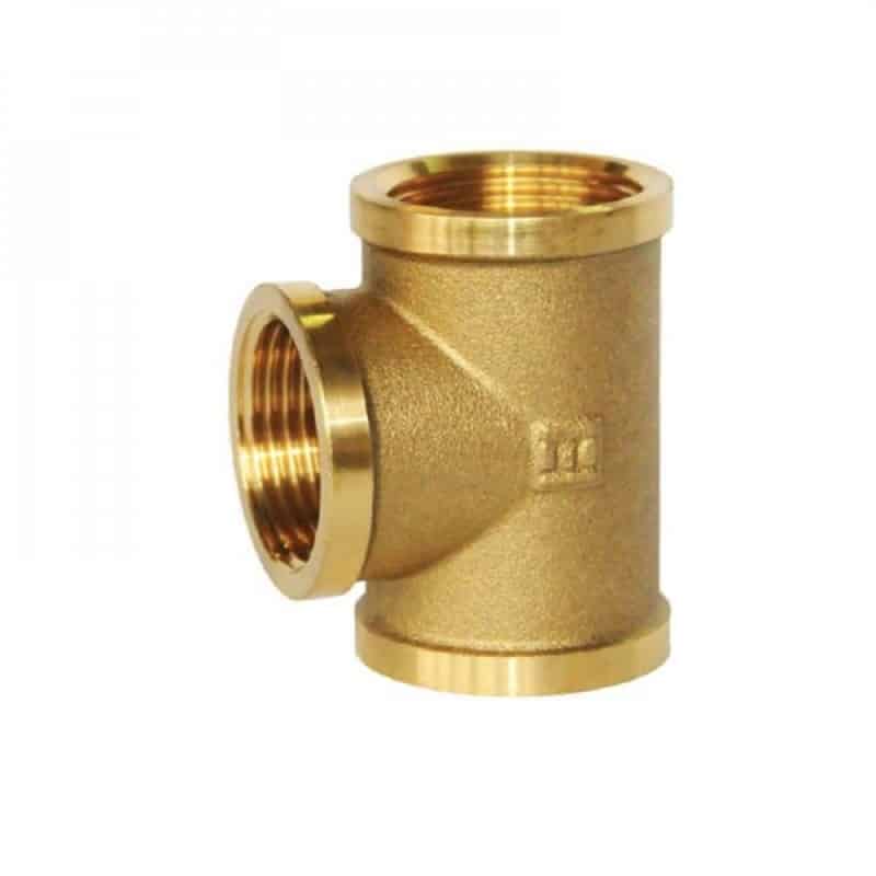 Fiting bronz tip T 1 inch pentru ramificatii conducte instalatii sanitare
