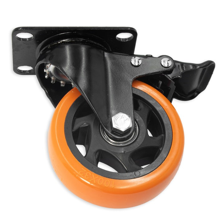 Roata pivotanta cu frana 4 inch, portocalie, manevrare usoara si stabilitate