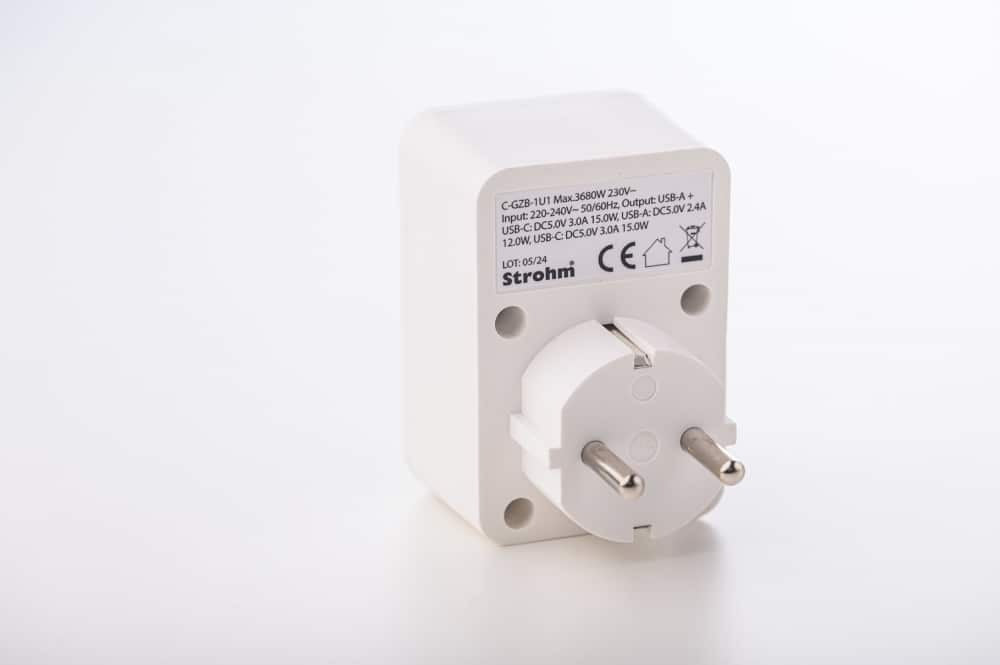 Adaptor simplu 1x Schucko cu USB 2x tip A si 2x tip C, 16A, 250W, alb