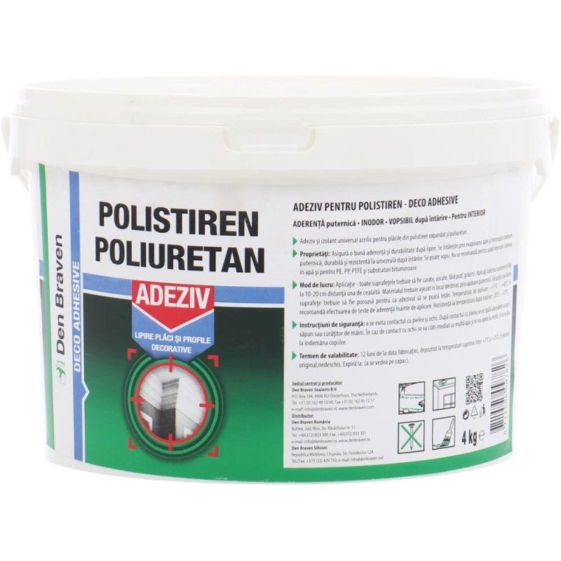 Adeziv profesional pentru placi si profile din polistiren 4 kg, fara solventi, alb