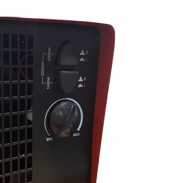 Aeroterma ceramica 3000W cu protectie supraincalzire si termostat reglabil, rosie
