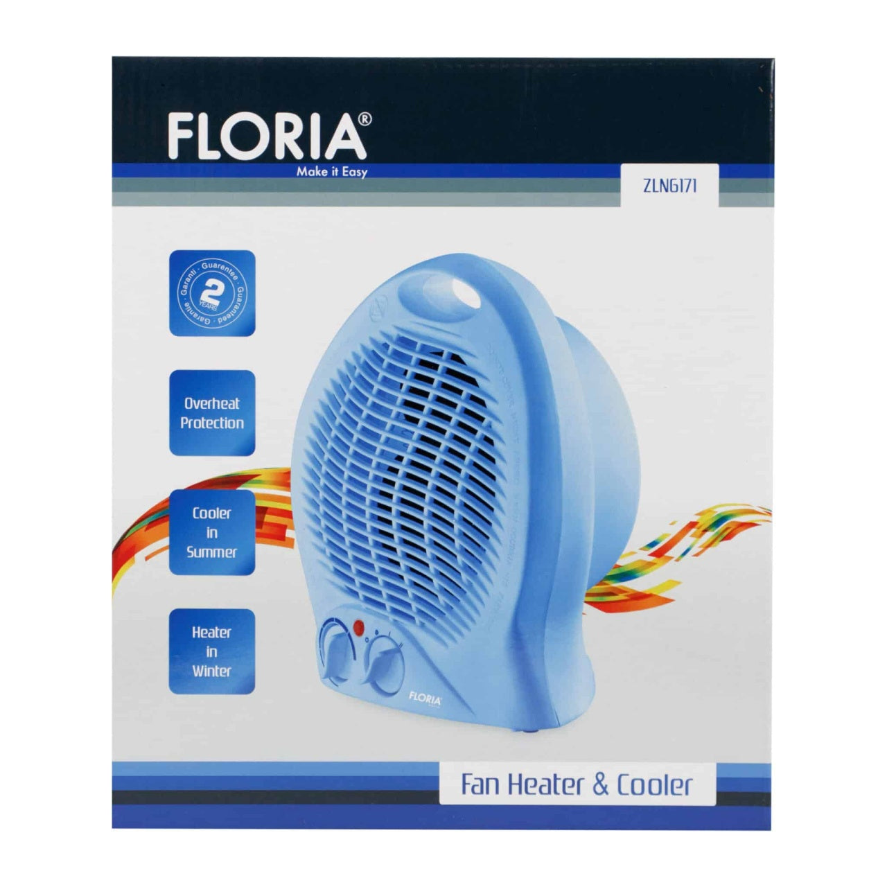 Aeroterma electrica cu 2 trepte de putere 1000W/2000W si termostat reglabil