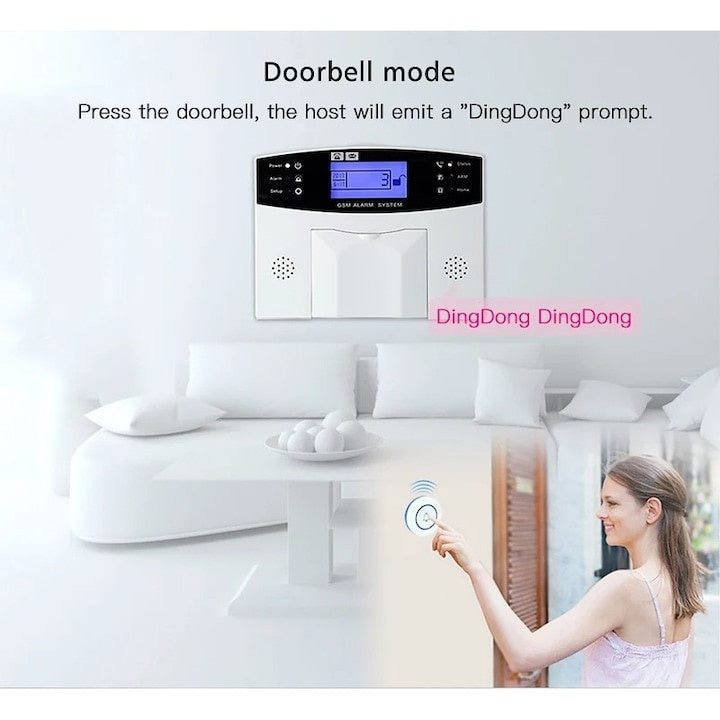 Alarma fara fir, control vocal, Wifi GSM 4G, memento prin SMS, notificare pe telefon, afisaj de 2.4 inchi, alb