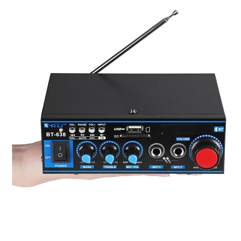 Amplificator bluetooth BT-638, 2 x 100 W, 16 Ohm, telecomanda