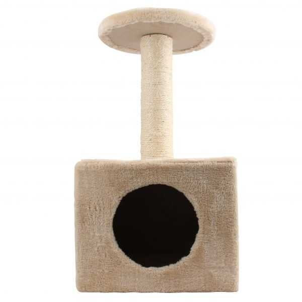 Ansamblu de joaca pentru pisici, mic, cu etaj si casuta, Bej