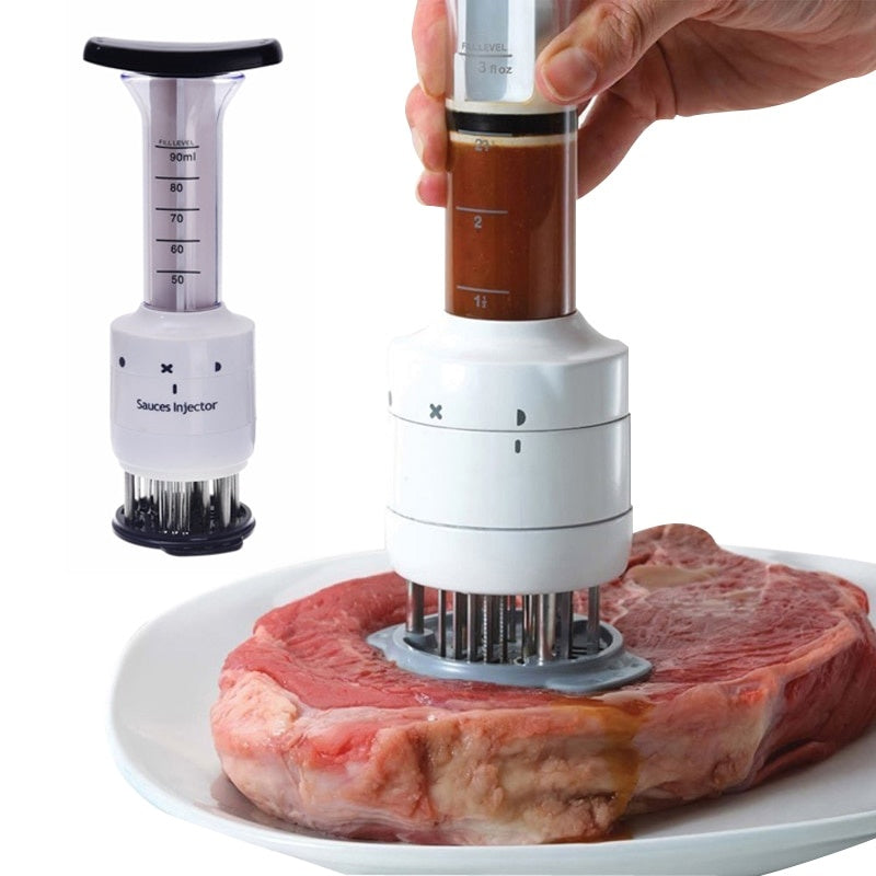 Aparat de fragezit friptura cu injector de sos sau condimente, Alb