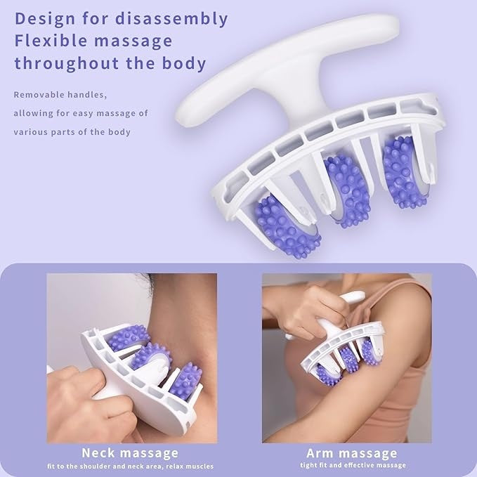 Aparat de masaj anticelulitic, cu 7 capete de masaj, maner ergonomic, dimensiuni 30 x 26 cm, alb/albastru
