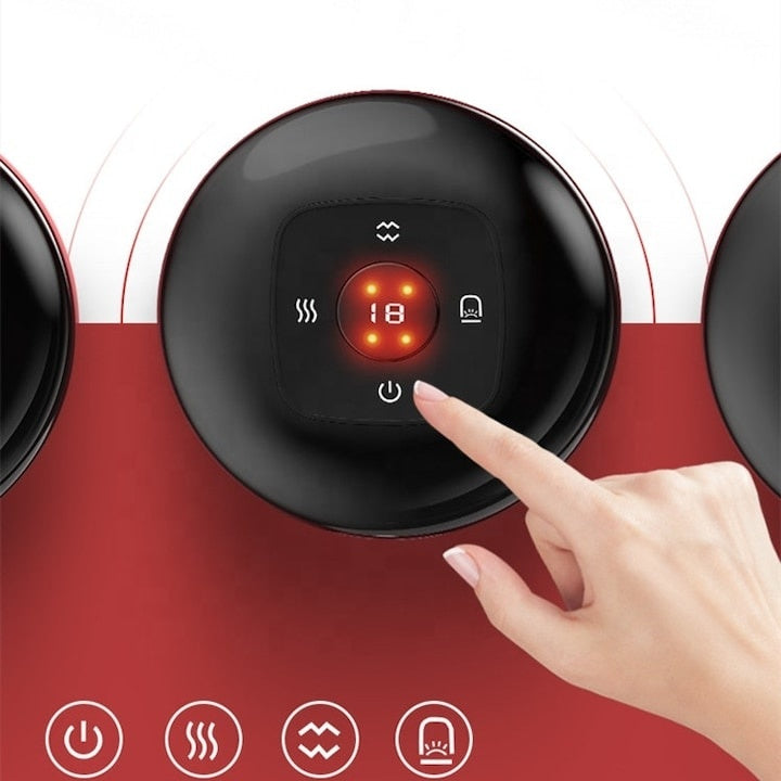 Aparat de masaj tip ventuza electrica, pentru tonifiere, masaj anticelulitic, cu display LCD, infrarosu si vacuum, rosu/negru