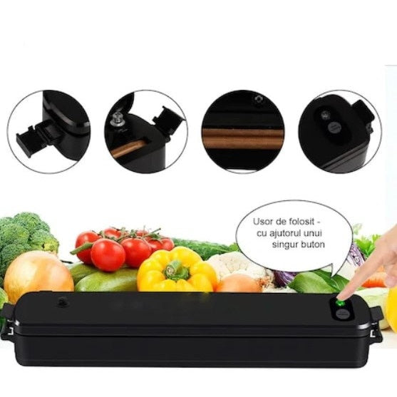 Aparat de vidat FOXMAG24, vacuum, sigilare alimente, electric, negru