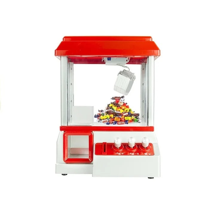 Aparat electronic pentru prins bomboane si jucarii mici, dimensiuni 27x20x35 cm, din plastic, alb/rosu
