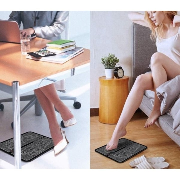 Aparat masaj picioare, cu vibratii, tip covoras, incarcare USB, ecran LED, alb/negru