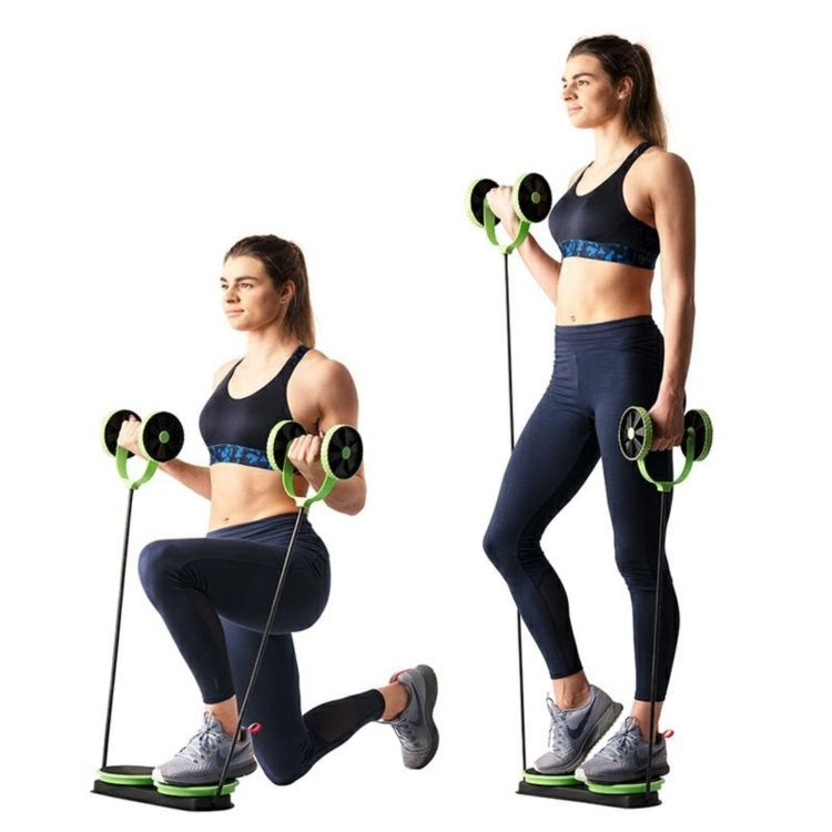 Aparat multifunctional pentru exercitii fitness cardio, modelare musculara, discuri rotative, verde/negru