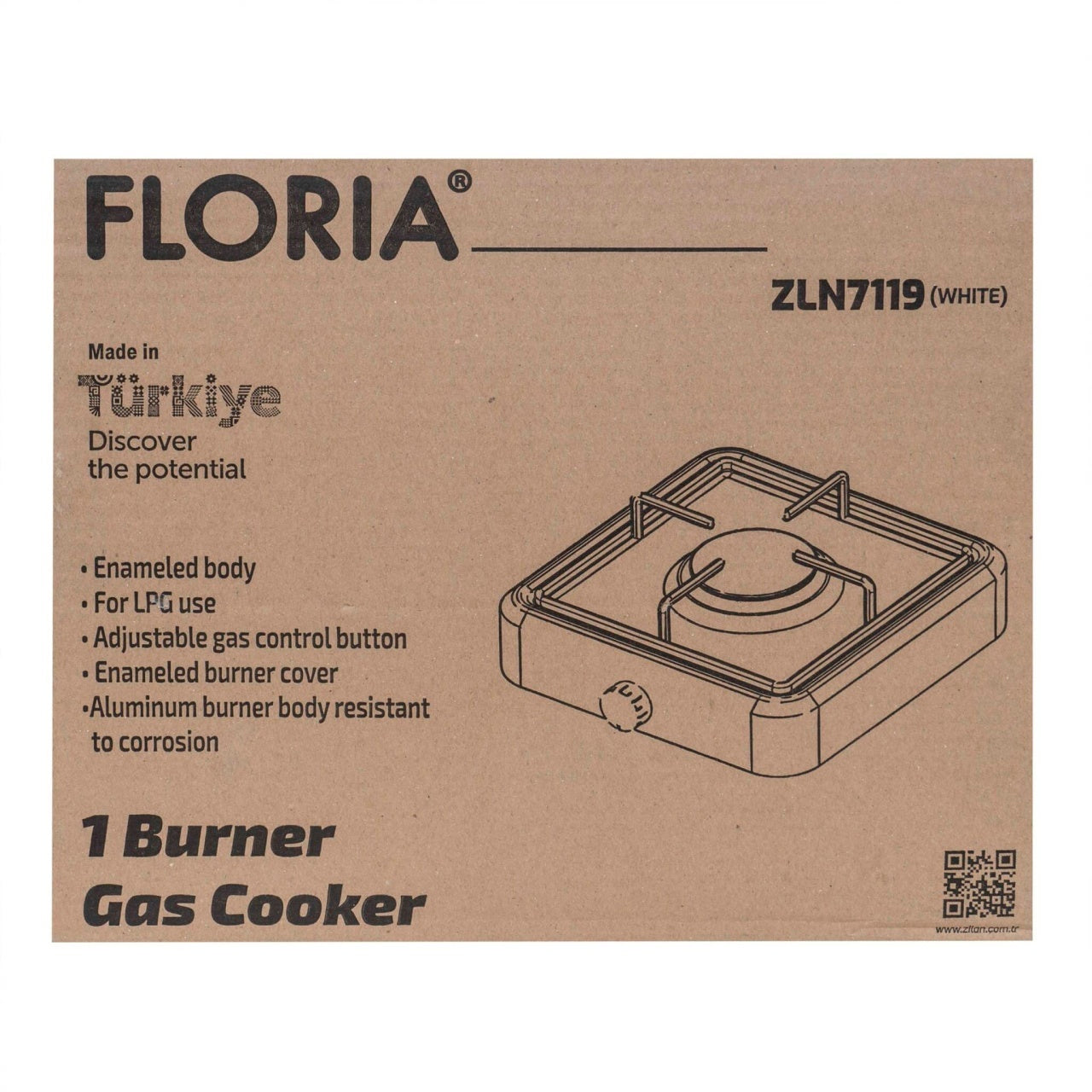 Aragaz 1 ochi, alimentare GPL, putere 2kW, culoare alb