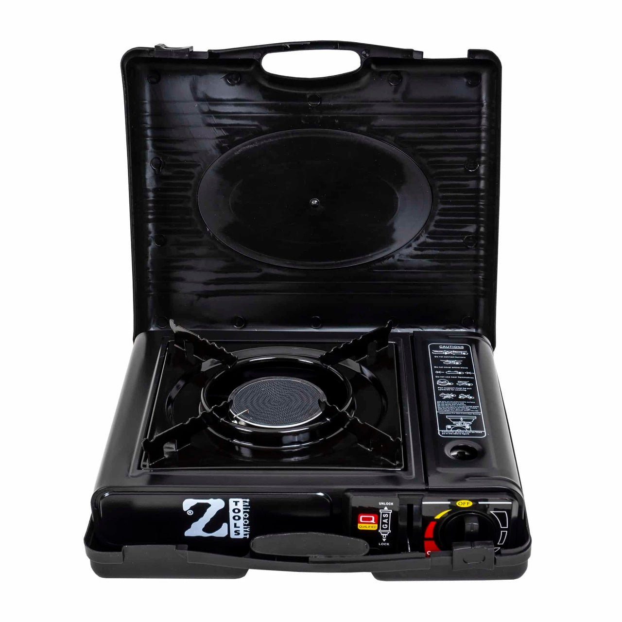 Aragaz camping cu aprindere automata, dubla alimentare butelie spray sau gaz, flacara antivant