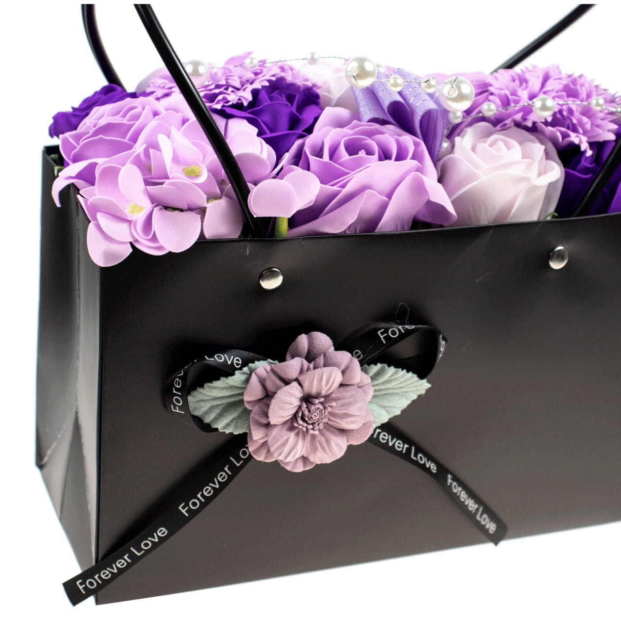Aranjament floral cu trandafiri multicolori din sapun, parfum delicat, cadou elegant