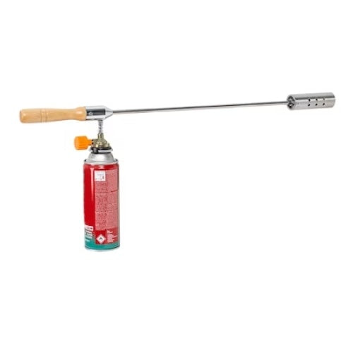 Arzator de buruieni, pentru gradina, lungime 64 cm, cu maner de lemn si tija din metal, argintiu