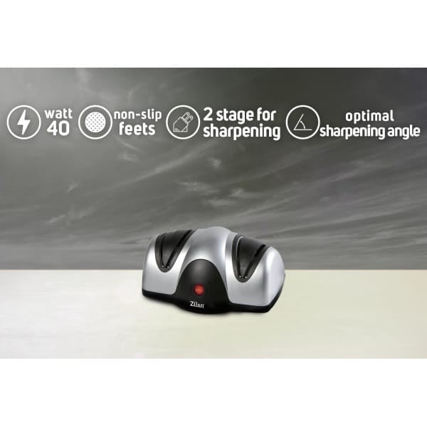 Ascutitor de cutite electric, 40W, doua nivele de ascutire, culoare gri