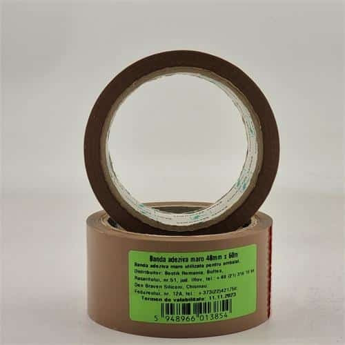 Banda scotch adeziva maro 46mm x 60m pentru ambalare si sigilare