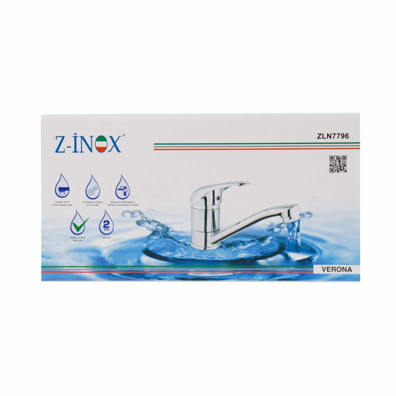 Baterie inox bucatarie cu pipa medie 15 cm si cartus ceramic 40mm