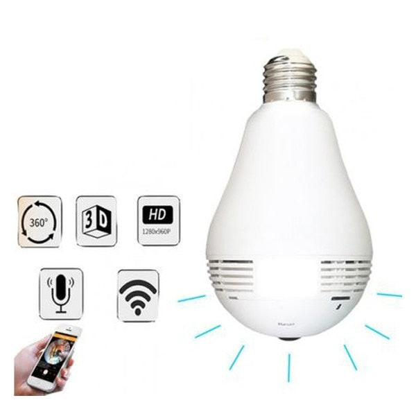 Bec cu camera Spion FOXMAG24® - SpyCam, Wi-Fi, senzor de miscare, unghi 360 grade