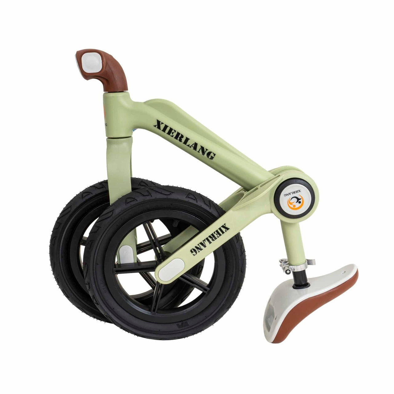 Bicicleta fara pedale pliabila pentru copii, roti cauciuc, scaun reglabil, verde